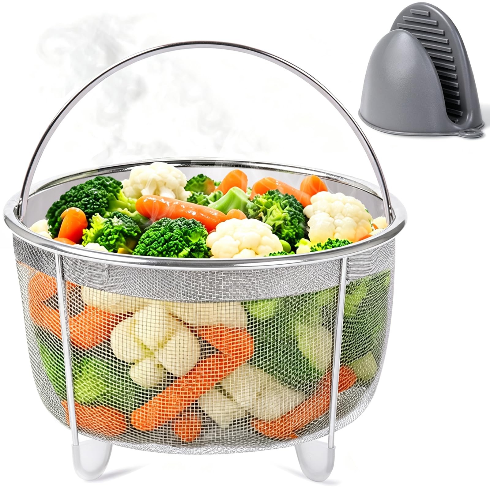 Steamer Basket for Cooking, Stainless Steel Mesh Strainer Insert for 6 qt 8 q…