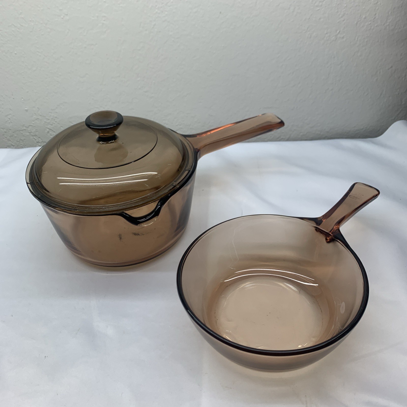 Vision Corning USA 1L Amber Sauce Pan w/ Lid & 0.5L Skillet