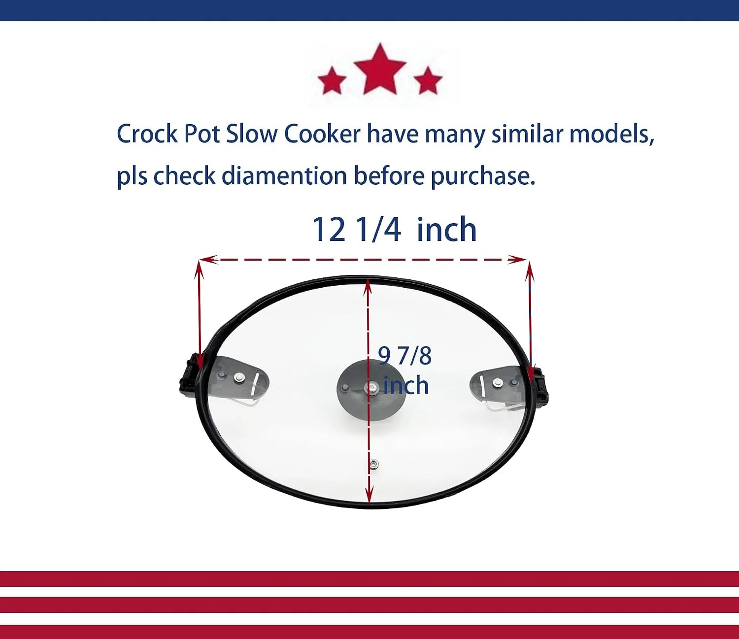 Oval Glass Lid Compatible with Crock Pot 6 Quart Slow Cooker SCCPVL600-S-BR, CPS
