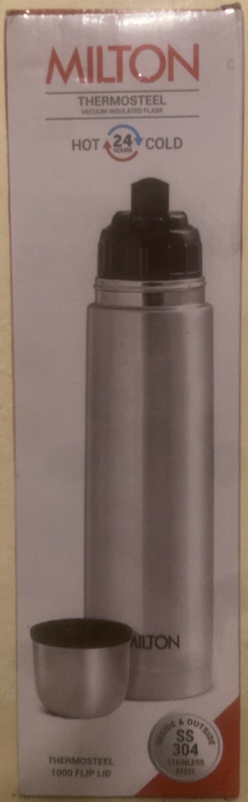 Milton Thermosteel Flip Lid 1000, Double Walled Vacuum Insulated 1000 ml