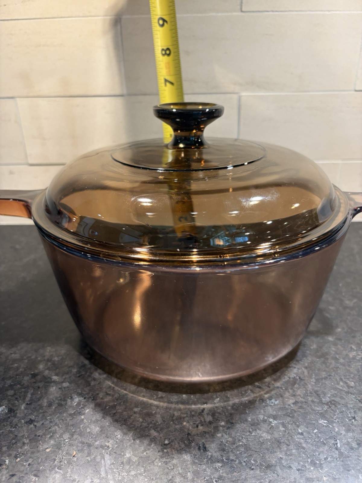 VTG Corning Ware USA Vision Amber Glass-2.5 L Saucepan With Pyrex Lid