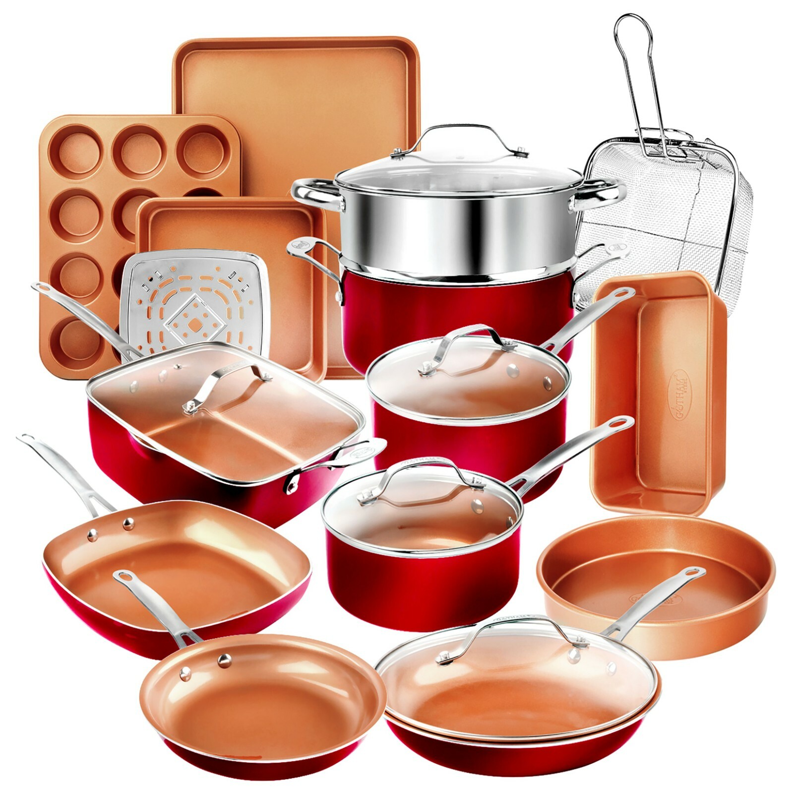 Gotham Steel 20 Piece Nonstick Cookware & Bakeware Set – 3 Available Colors