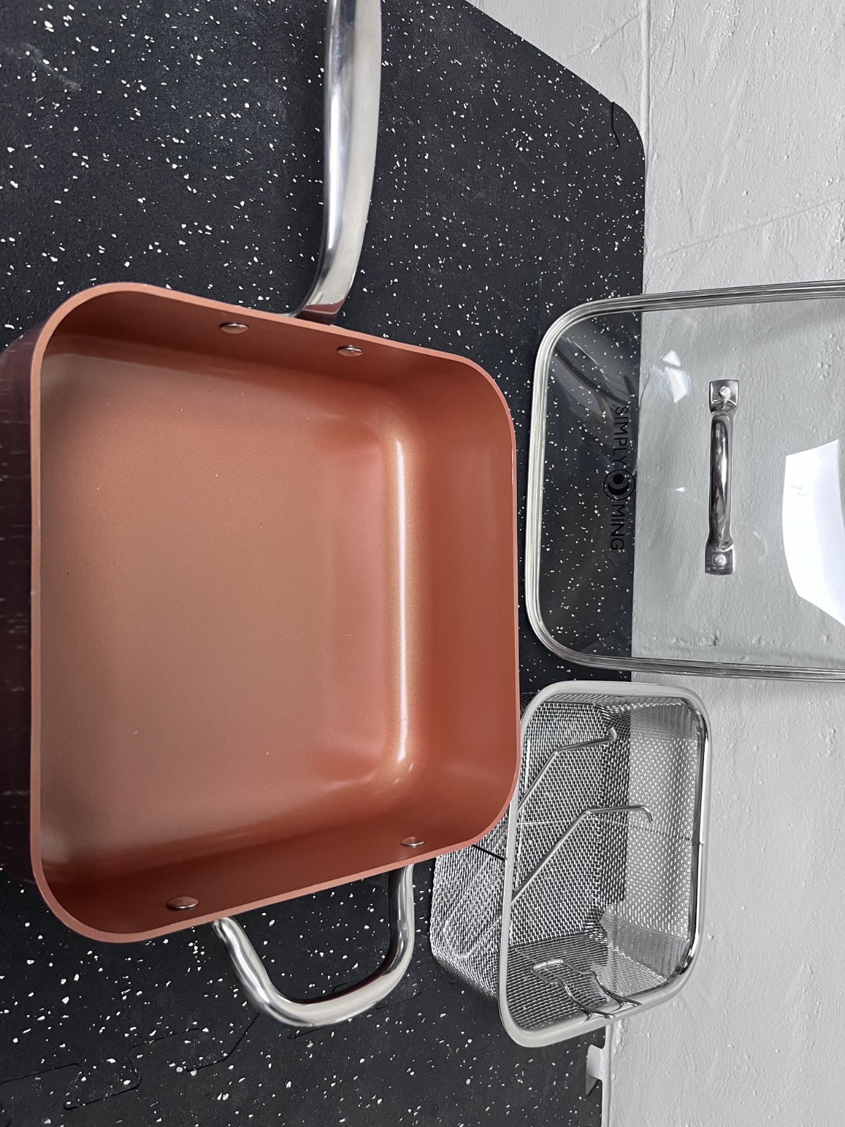 Simply Ming / 9.5 Frying Pan/ Lid / Frying Basket and Rack