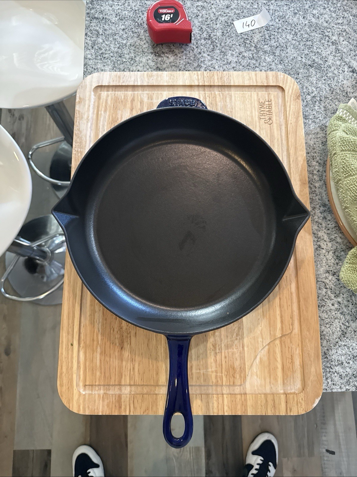 Staub 12″ Skillet Enameled Cast Iron Frying Pan Grenadine Dark Blue #30 France