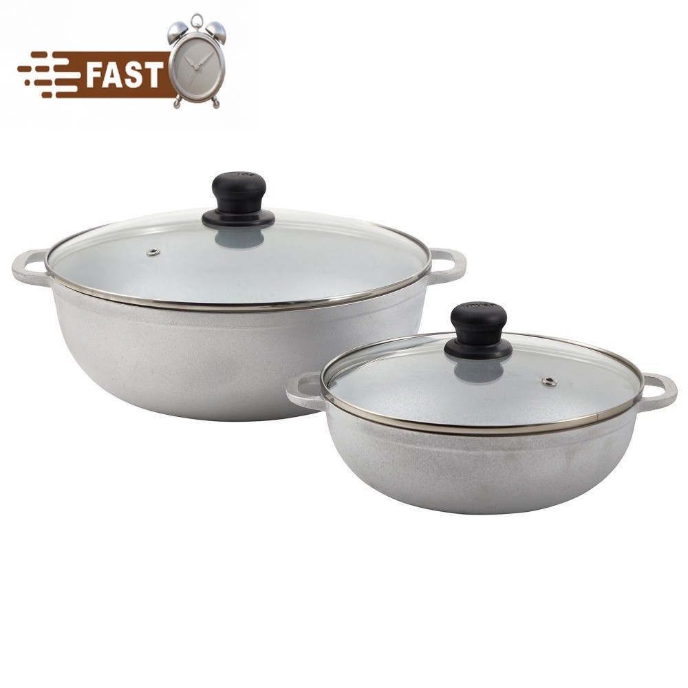 2.5/7.0qt Cast Aluminum Caldero 2pc Set with Glass lid – 22/30cm