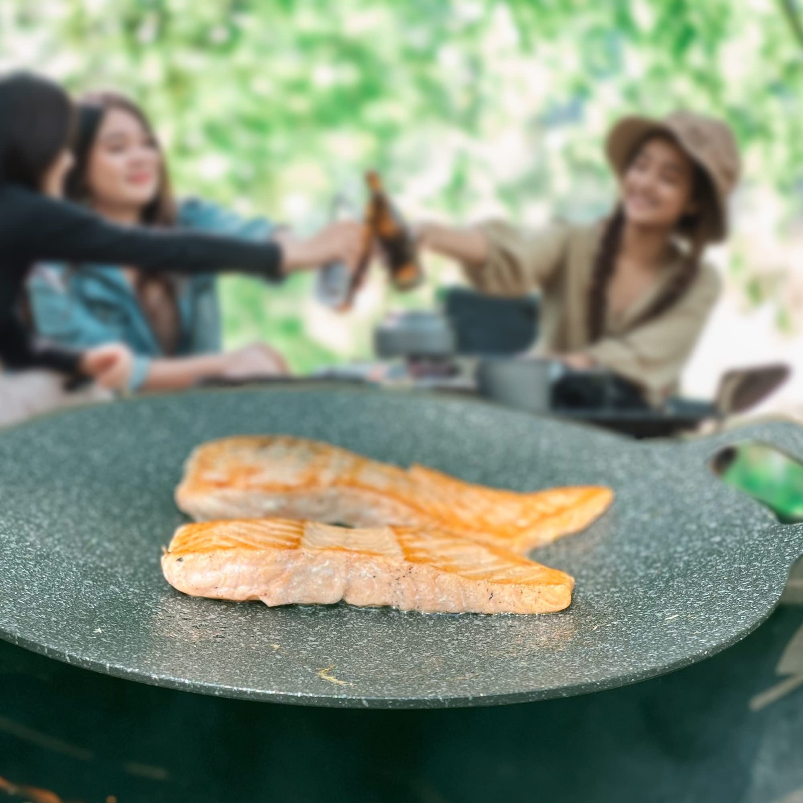 Korean style BBQ Grill Pan for Stove , Camping Stove and IH Stove, 13- Round Gri