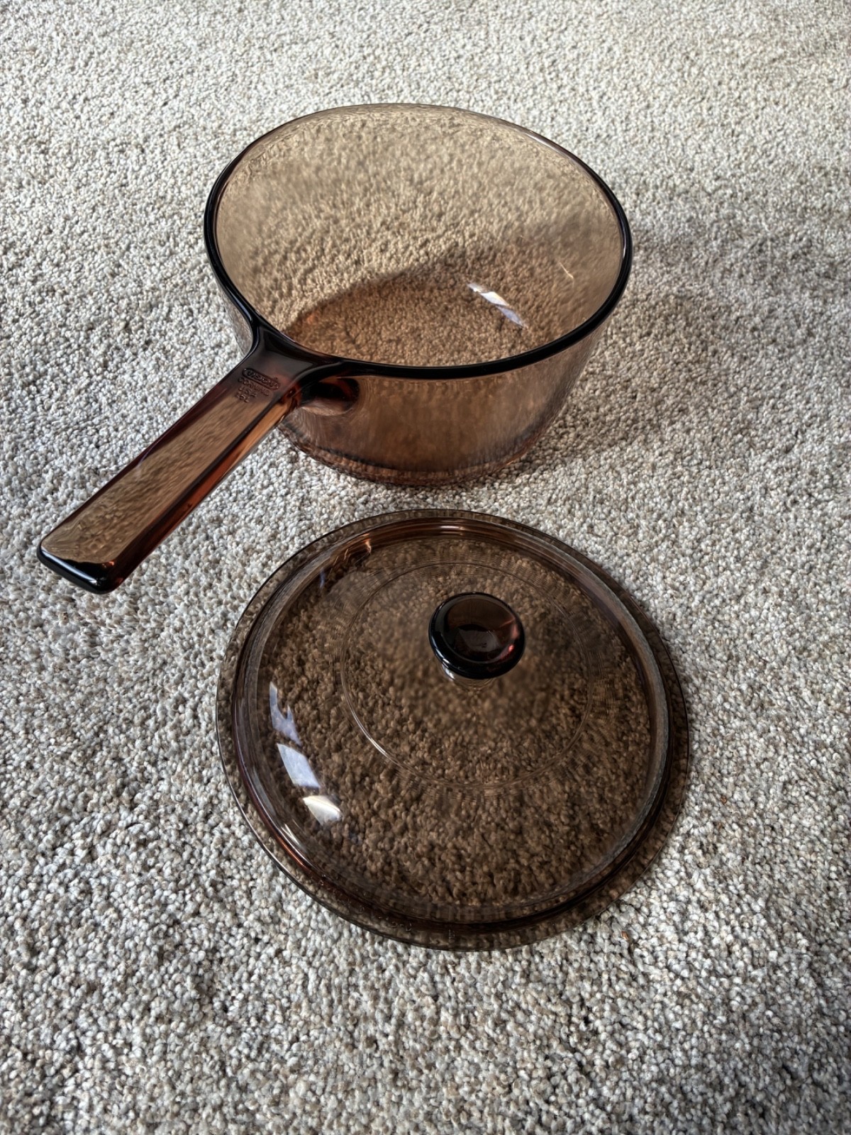 Corning Pyrex Visions Amber 1 1/2 Quart 1.5 Covered Saucepan pan & Lid V-1.5-C