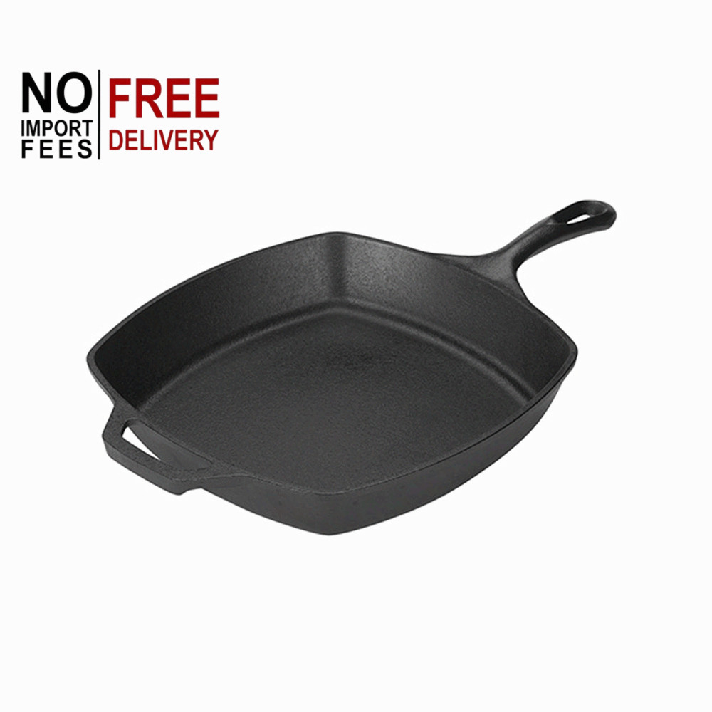 Lөdge 10.5″ Square Cast Iron Skillet Griddle Pan with Assist Handle L8SQ3 USA