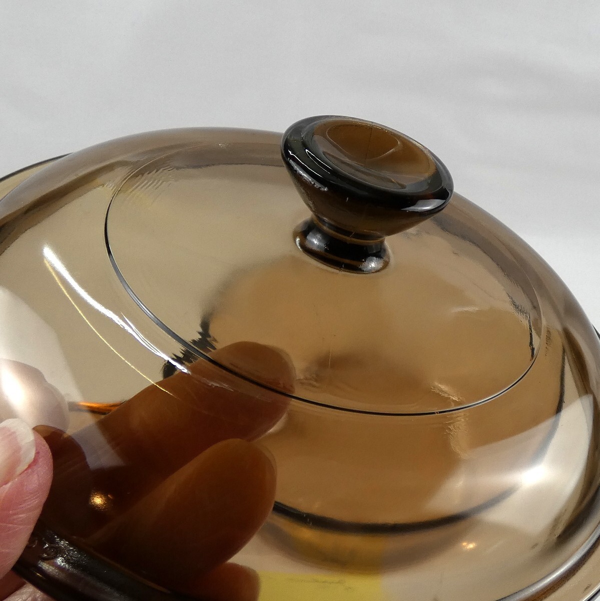 Corning Vision Amber Saucepan w Spout Glass 1 L w Pyrex Lid V-1-C USA