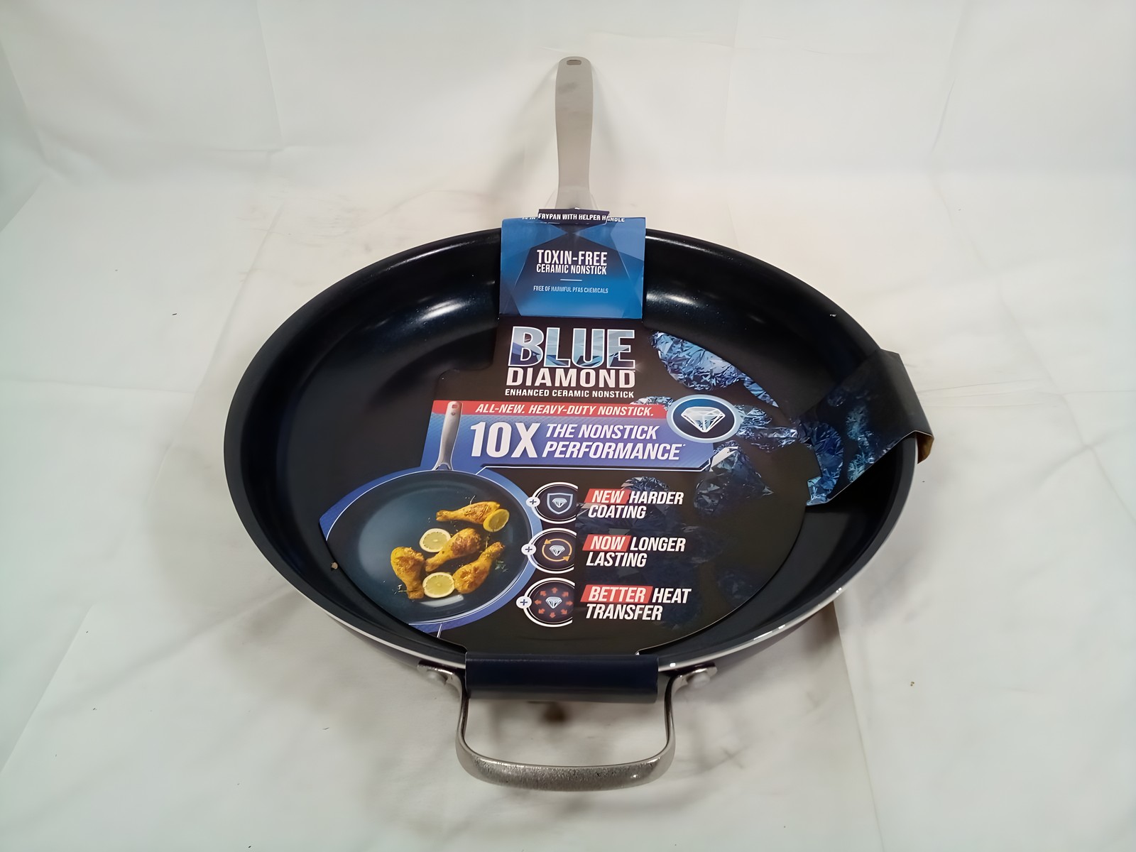 Blue Diamond 14in Fry Pan Helper Handle Enhanced Ceramic Nonstick PFAS Free 14″