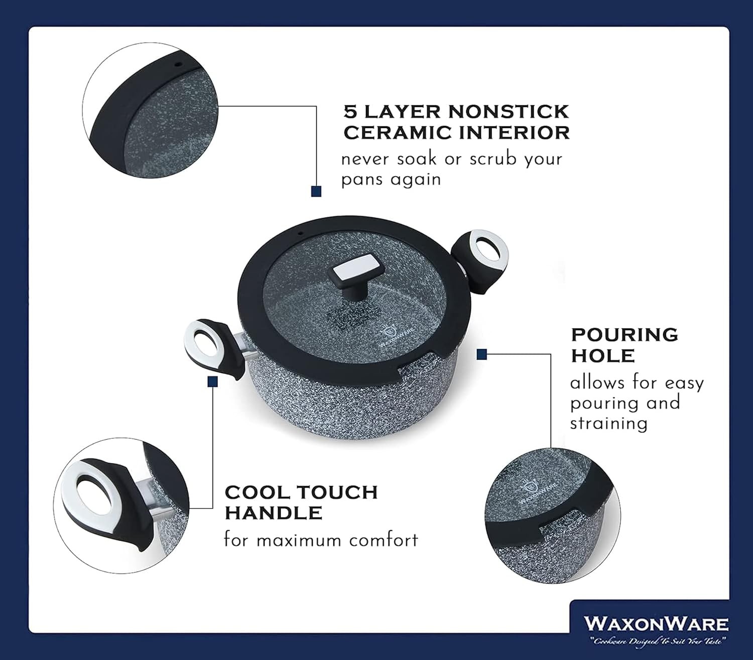 5.25 Quart Ceramic Nonstick Stock Pot with Lid – Cooking Pot, Non Toxic PFOA