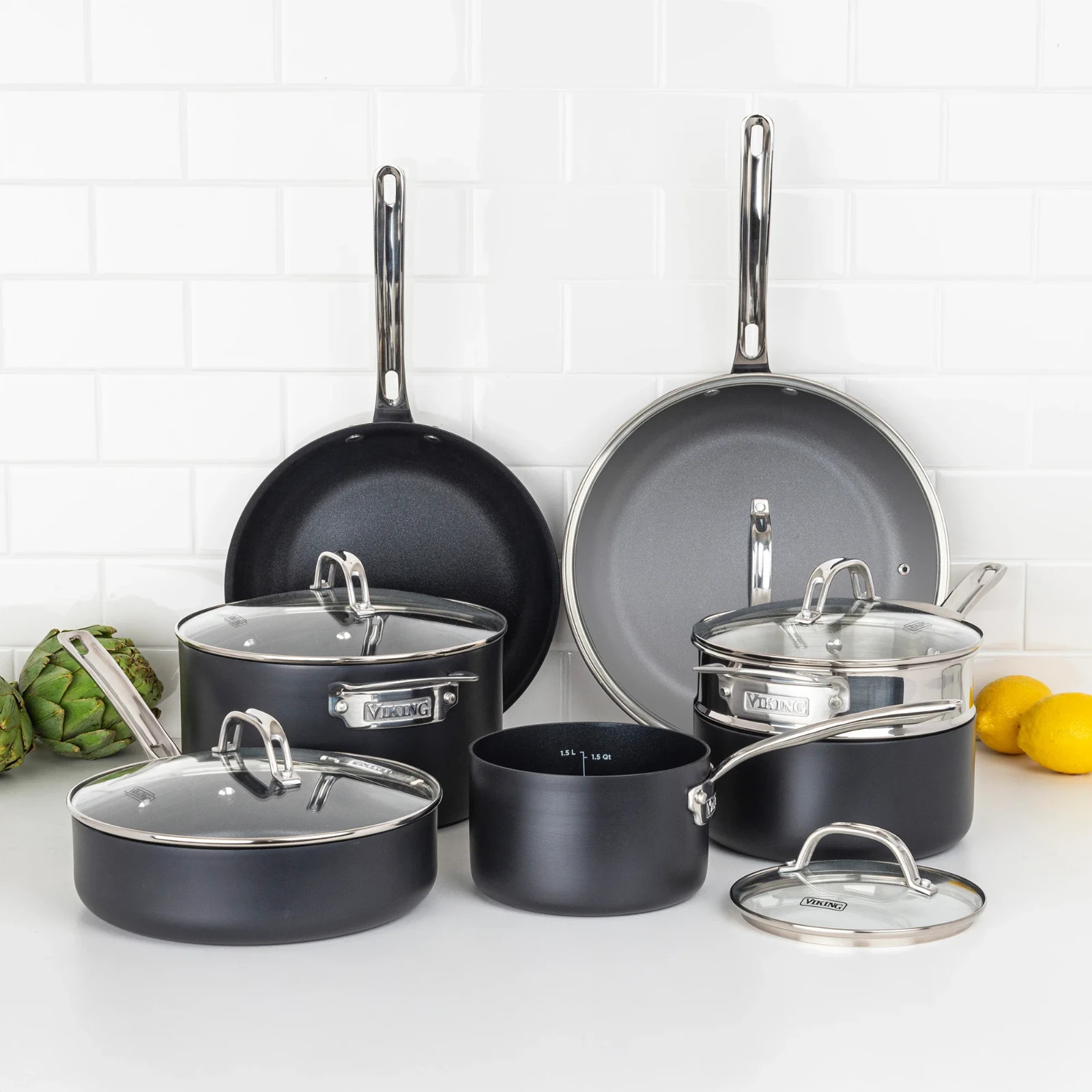 Viking Healthy Hard Anodized Ceramic Nonstick 12-piece Cookware Set, New