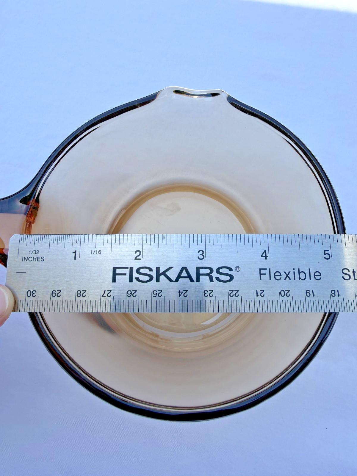 Vintage Visions Corning France 0.7L Amber Glass Saucepan Pot Spout NO LID Vtg