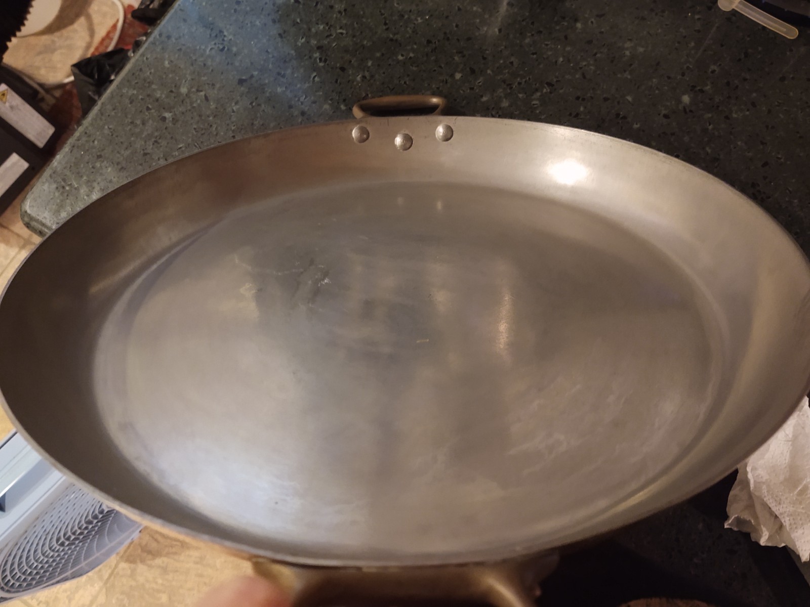 Vtg HUGE 16″ French Hammered Copper Mauviel Au Gratin Paella Williams Sonoma