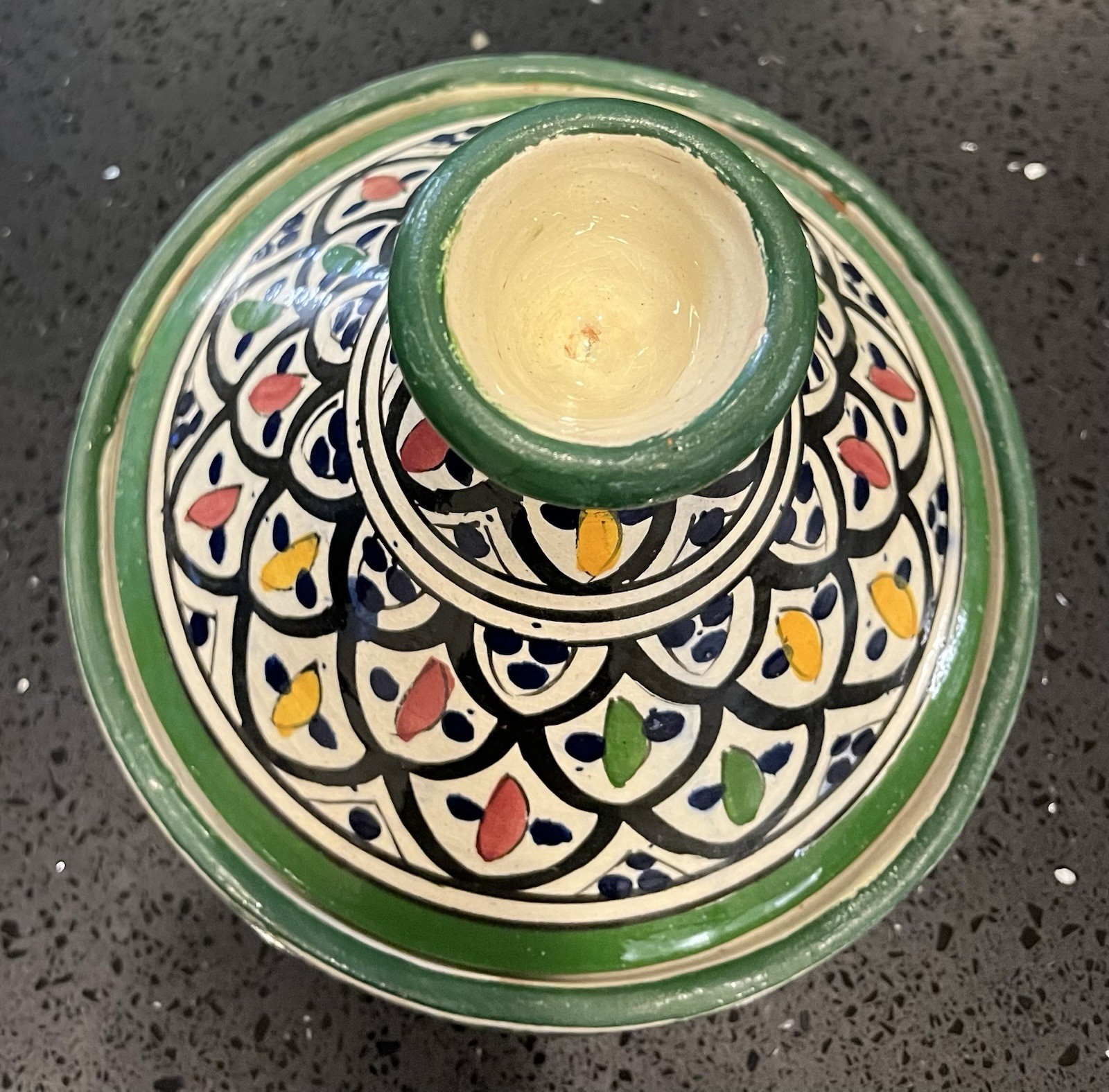 Vintage Hand Made Hand Painted 8” Moroccan Ceramic Tagine Tajine With Lid