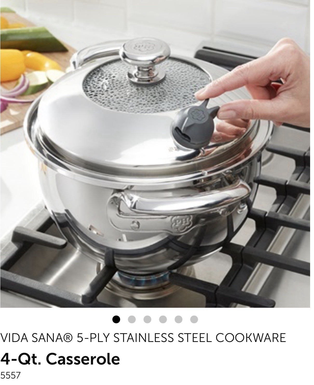 VIDA SANA® 5-PLY STAINLESS STEEL COOKWARE 4-Qt. Casserole 5557