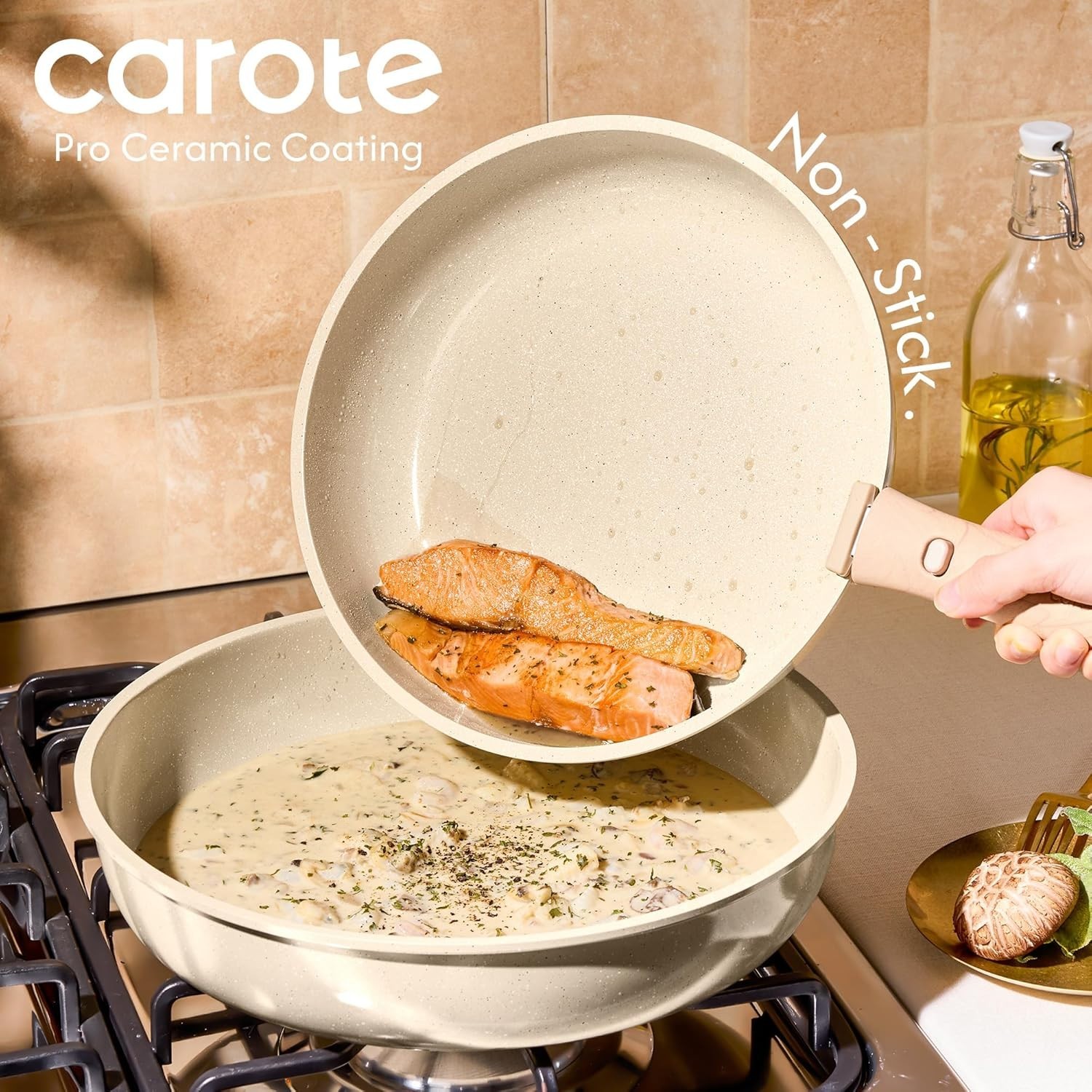 25PCS Ceramic Cookware Set, Pots and Pans set Non Stick, RV Kitchen Cooking S…