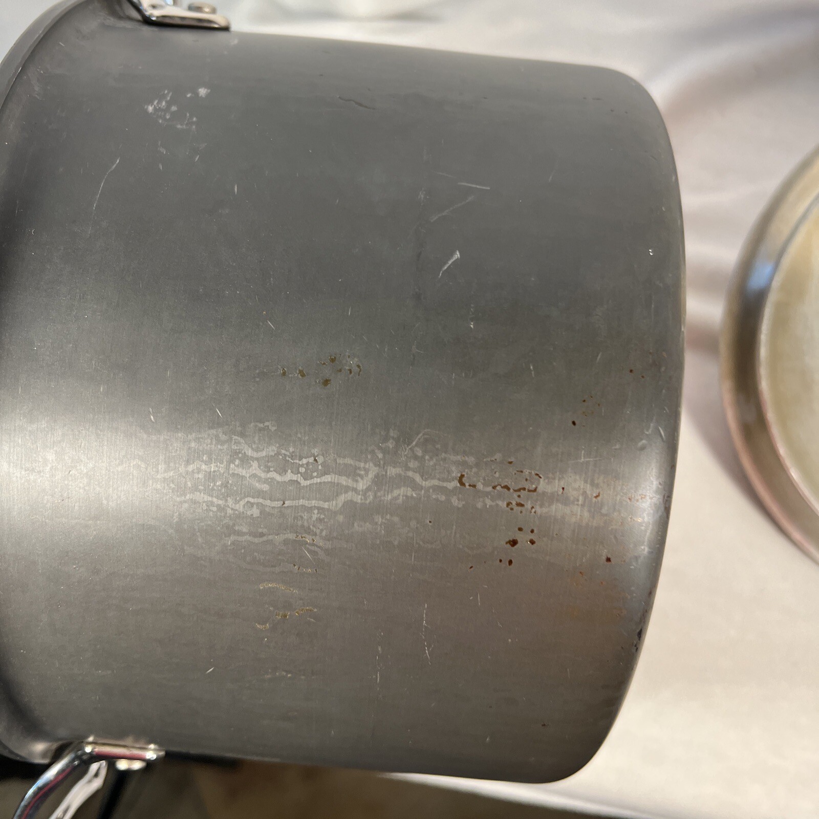 Emeril All Clad 6 Qt Anodized Stock Pot Pan w/Stainless Lid Cover 9-3/8” X 6.25”