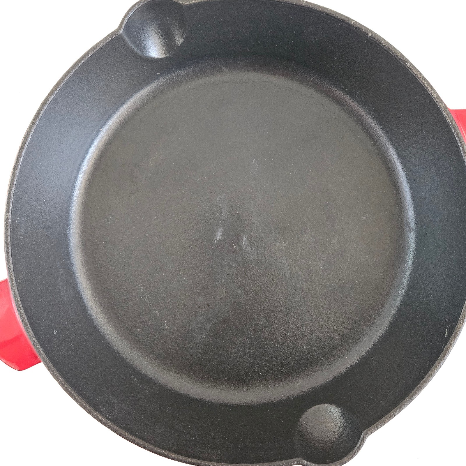 Cuisinart Cast Iron Enamel Skillet 10″ Red Frying Pan Duel Pour Spout C122-24