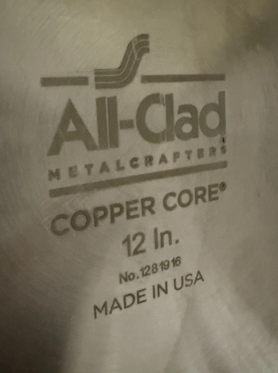 All Clad Metalcrafters Copper Core 12” 4 Qt Saucier Pan + Dome Cover EUC!