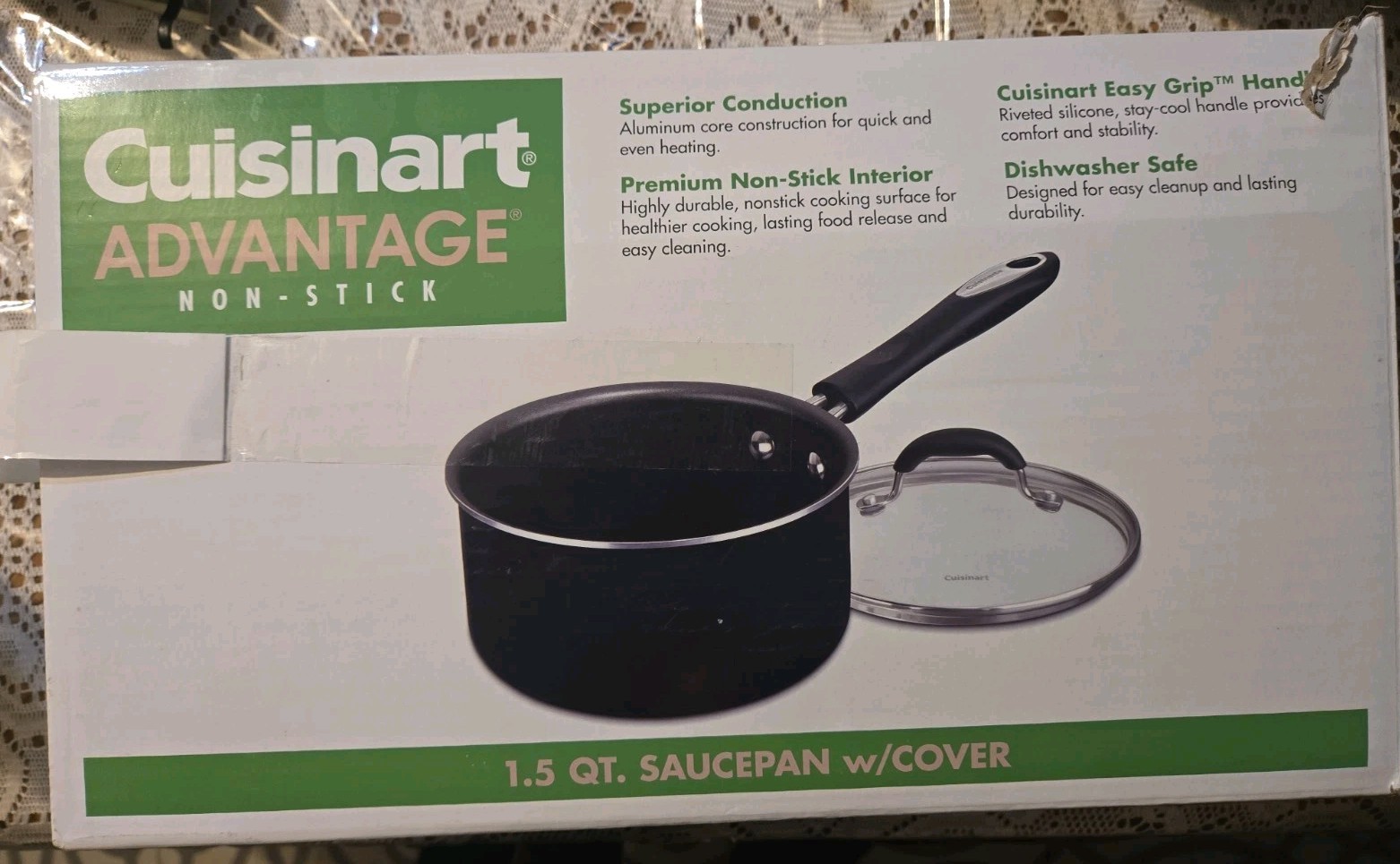 CUISINART ADVANTAGE 1.5 QUART Sauce Pan With Cover Non-stick – New In Box*read