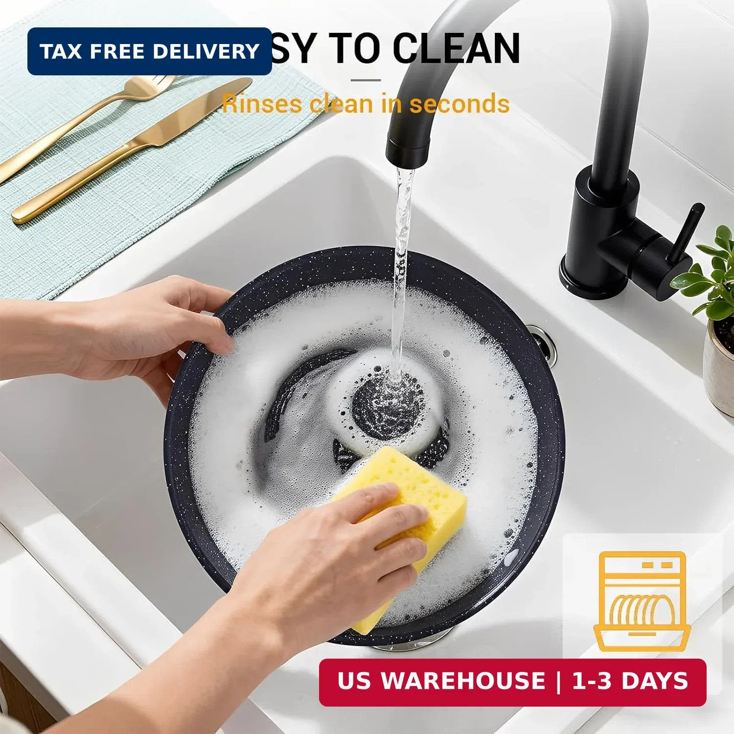 Ammeloo 21-Piece Ceramic Pots and Pans Set Non Stick with Detachable Handles and