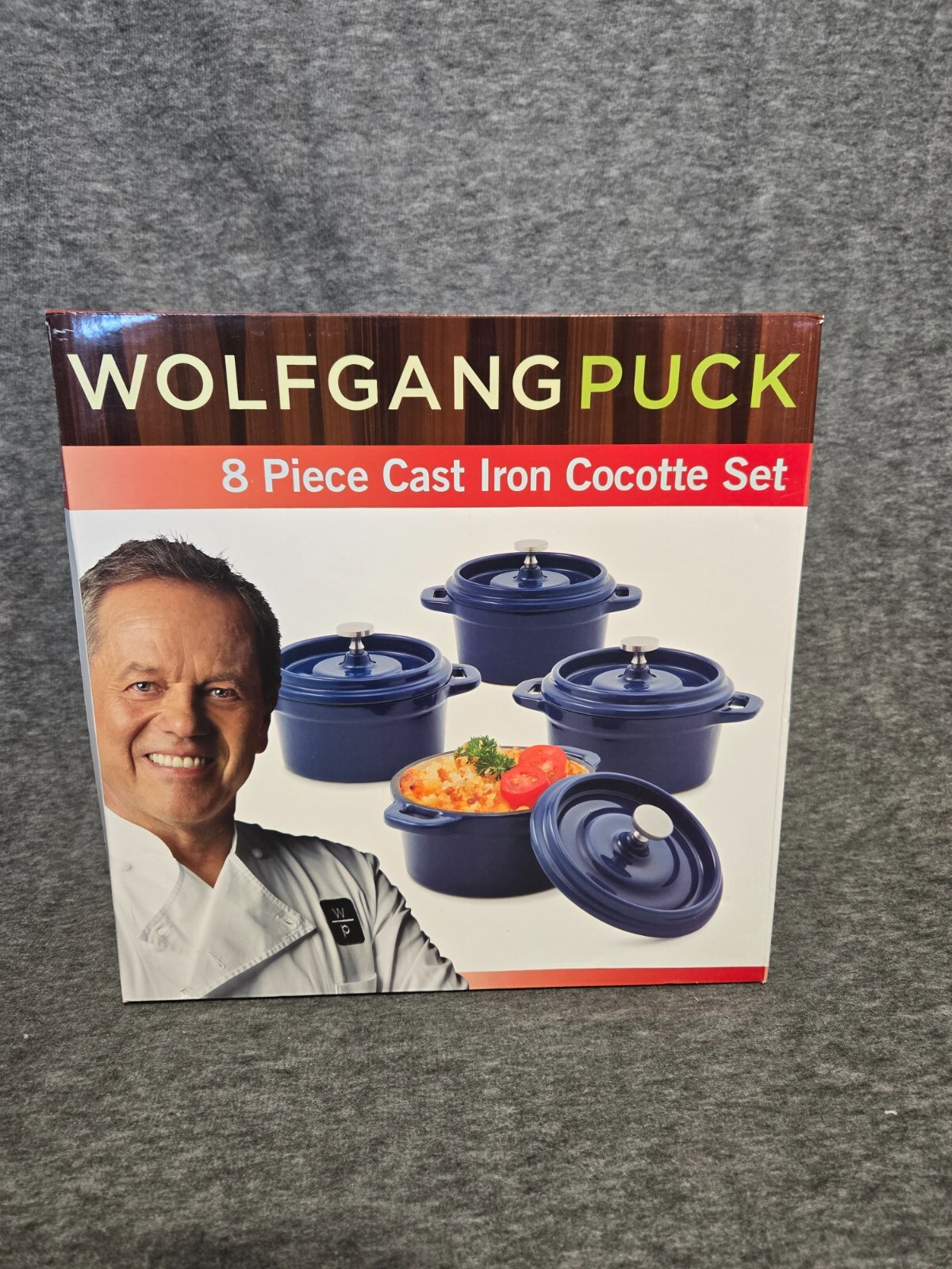 Wolfgang Puck 8 Piece Cast Iron Cocotte Set-Blue – Cookware – New