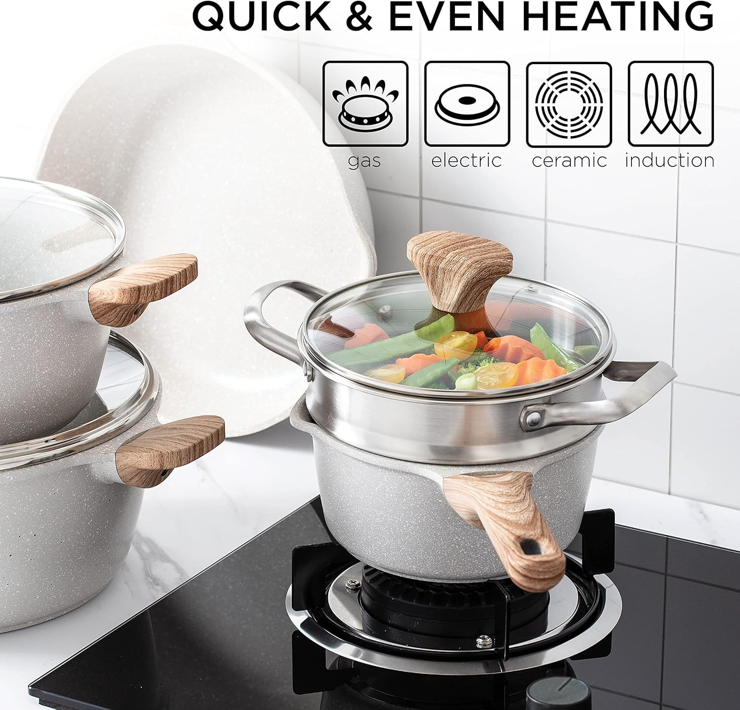 Durable Non-Stick Cast Aluminum 13-Pc Cookware Set for Everyday Cooking