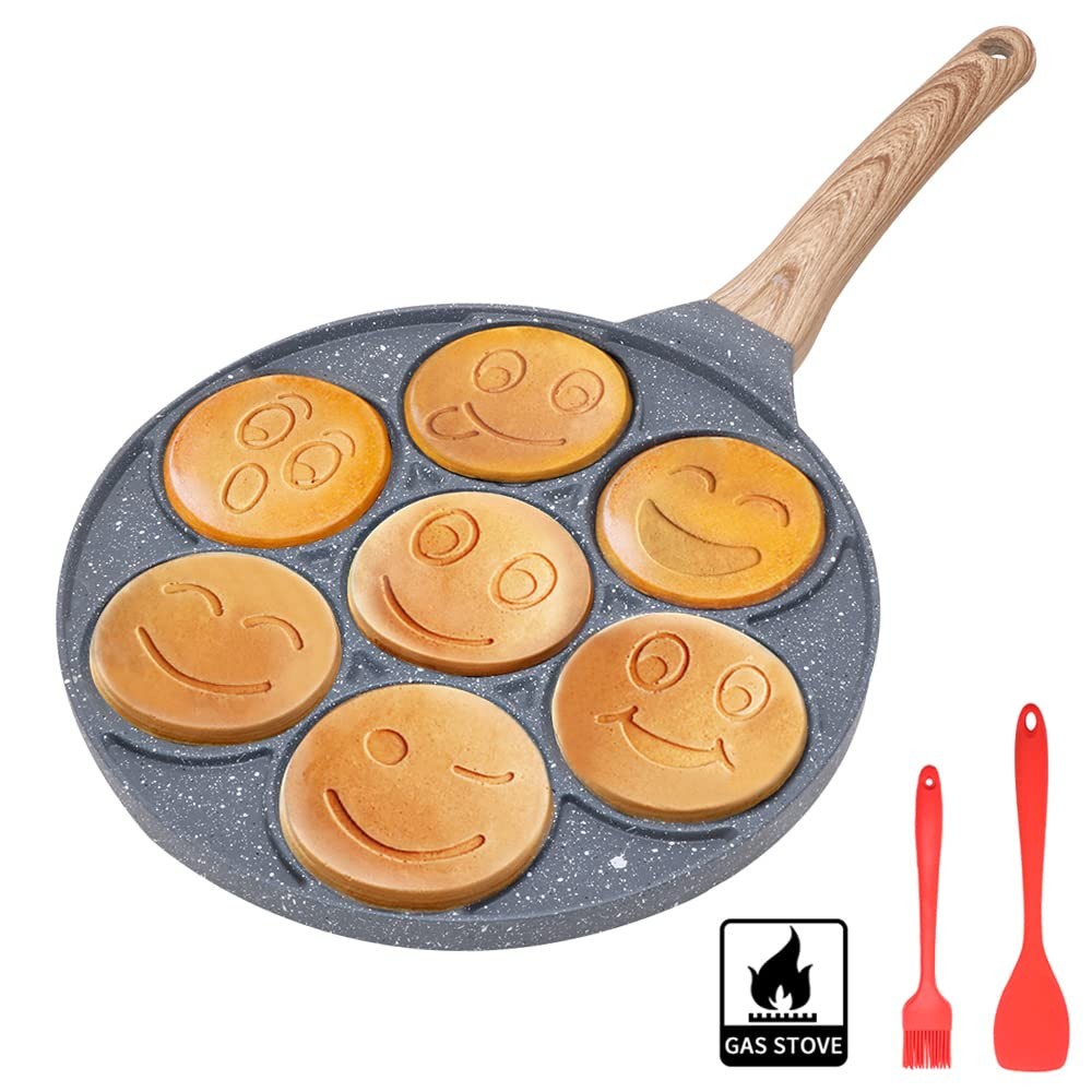 Pancake Pan Nonstick – 10 Inch Pancake Maker Pan With 7-Cup Mold Blini Pan Si…