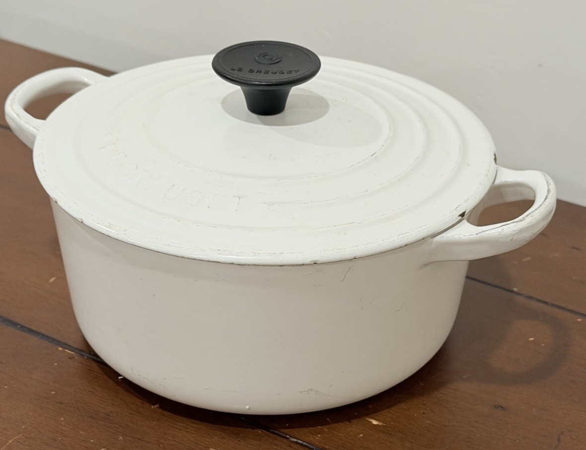 Vintage Le Creuset 18 Dutch Oven 2 Qt White Cast Iron France