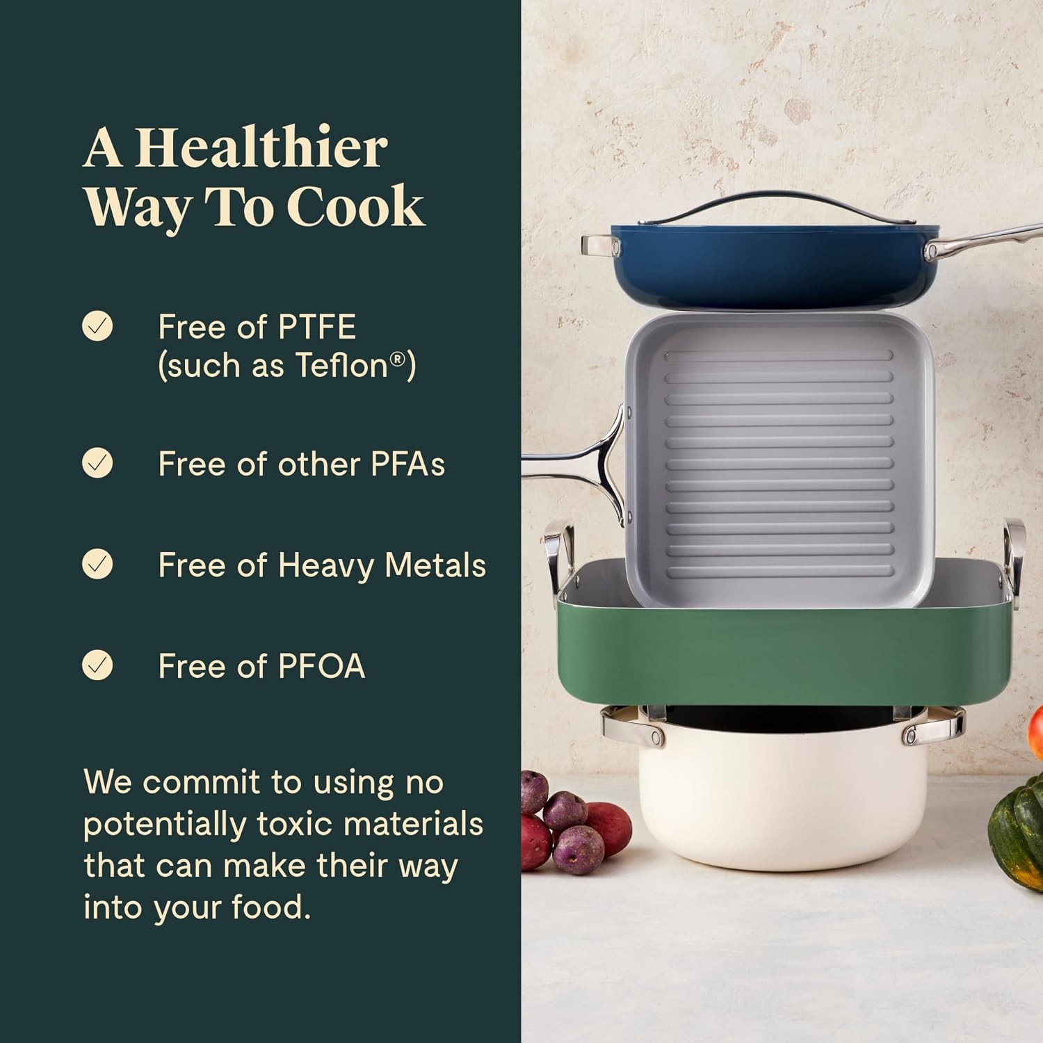 Roasting Pan 16×13” Roasting Pan W/ Rack Non-Stick Ceramic Coated Non Toxic PTFE