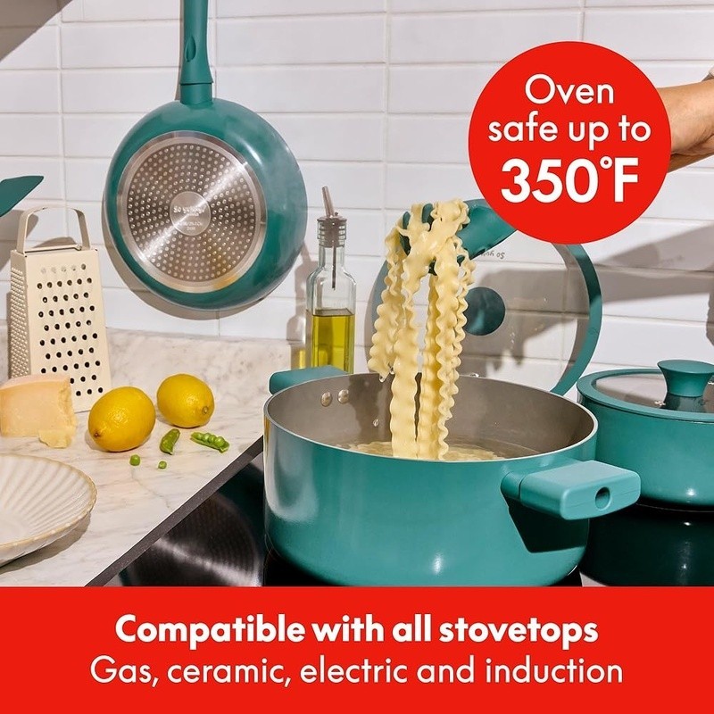 12 Piece Nonstick Cookware Set W/ Fry Pans Sauté Pan Saucepan Utensils New