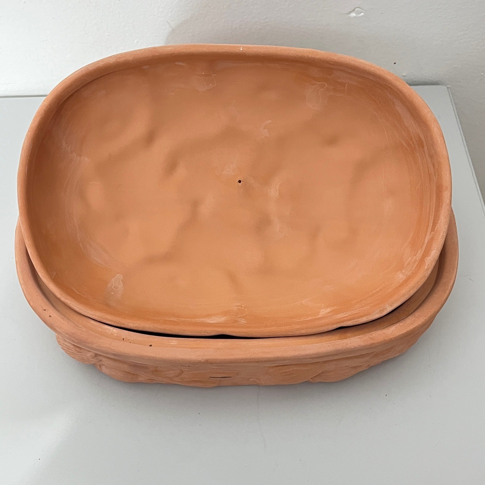 Boston Warehouse Terracotta Onion Baker Orange Vintage 1994 Embossed