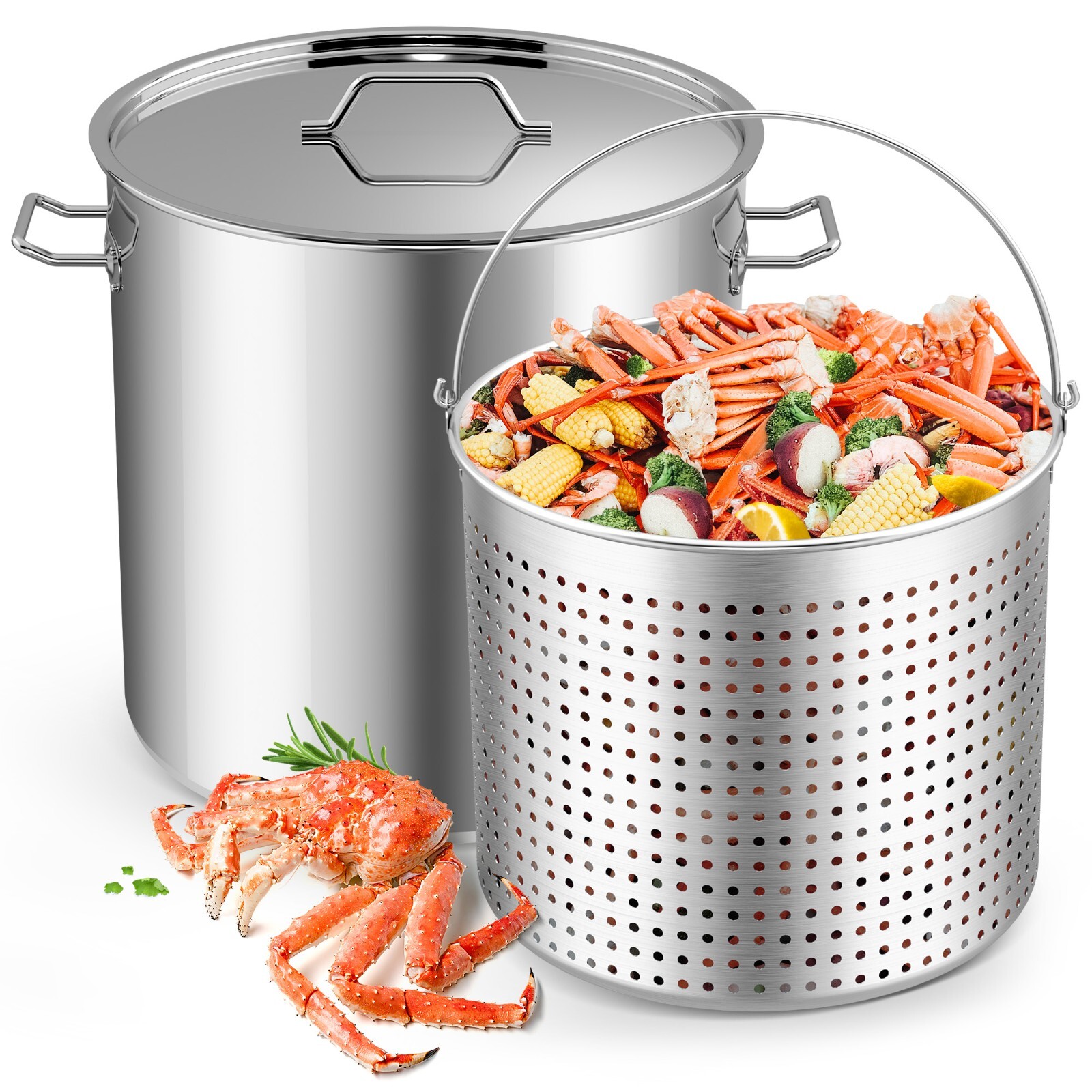 Commercial 84 QT. Crawfish Boiling Pot Stainless Steel Stock Pot Deep Fryer Kit