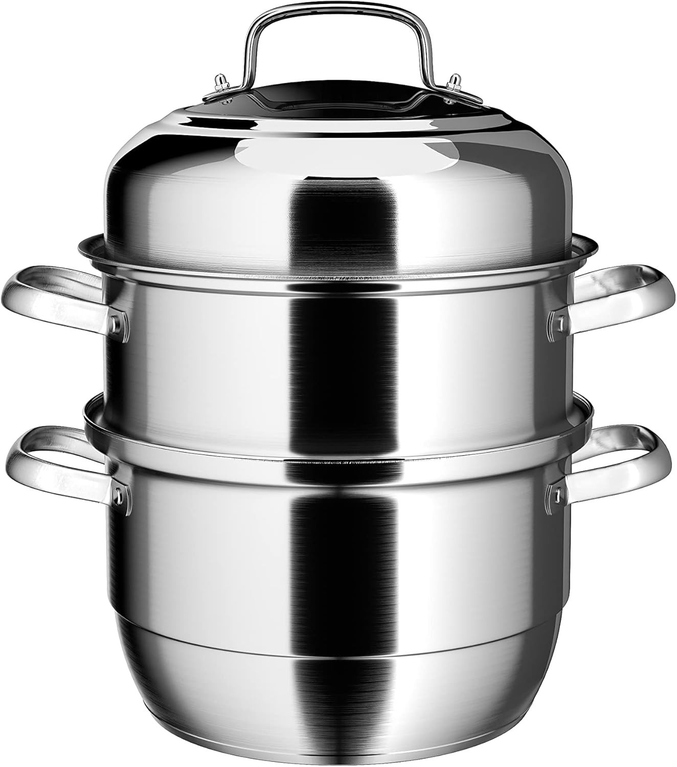 3 tier Steamer Pot Stainless Steel 28cm, Induction Steamer for Cooking, 11 Inch