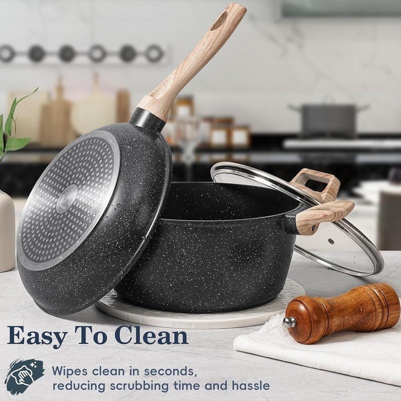 Nonstick Cookware Set 12 Pieces Frying Saute Casserole Pots Pans Cookware New