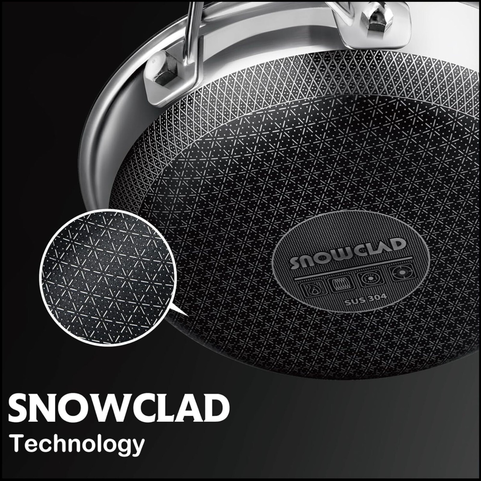 Snowclad Frying Pan Hybrid Non Stick Stainless Steel Skillet Induction Oven, 10″