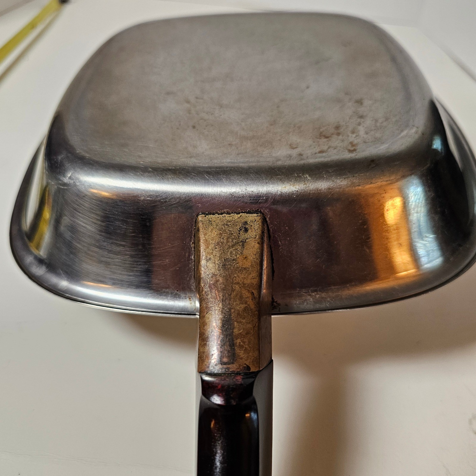 MCM Bridgeport Brass Co Square Skillet 9 Inch Stainless No 8500 with Lid Retro