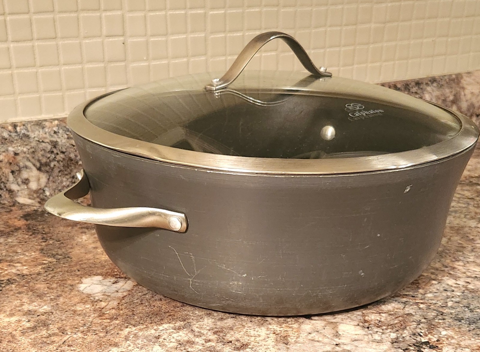 Calphalon 8.5 Qt Hard Anodized Dutch Oven Stock Pot w/ Glass Lid 8788 1/2