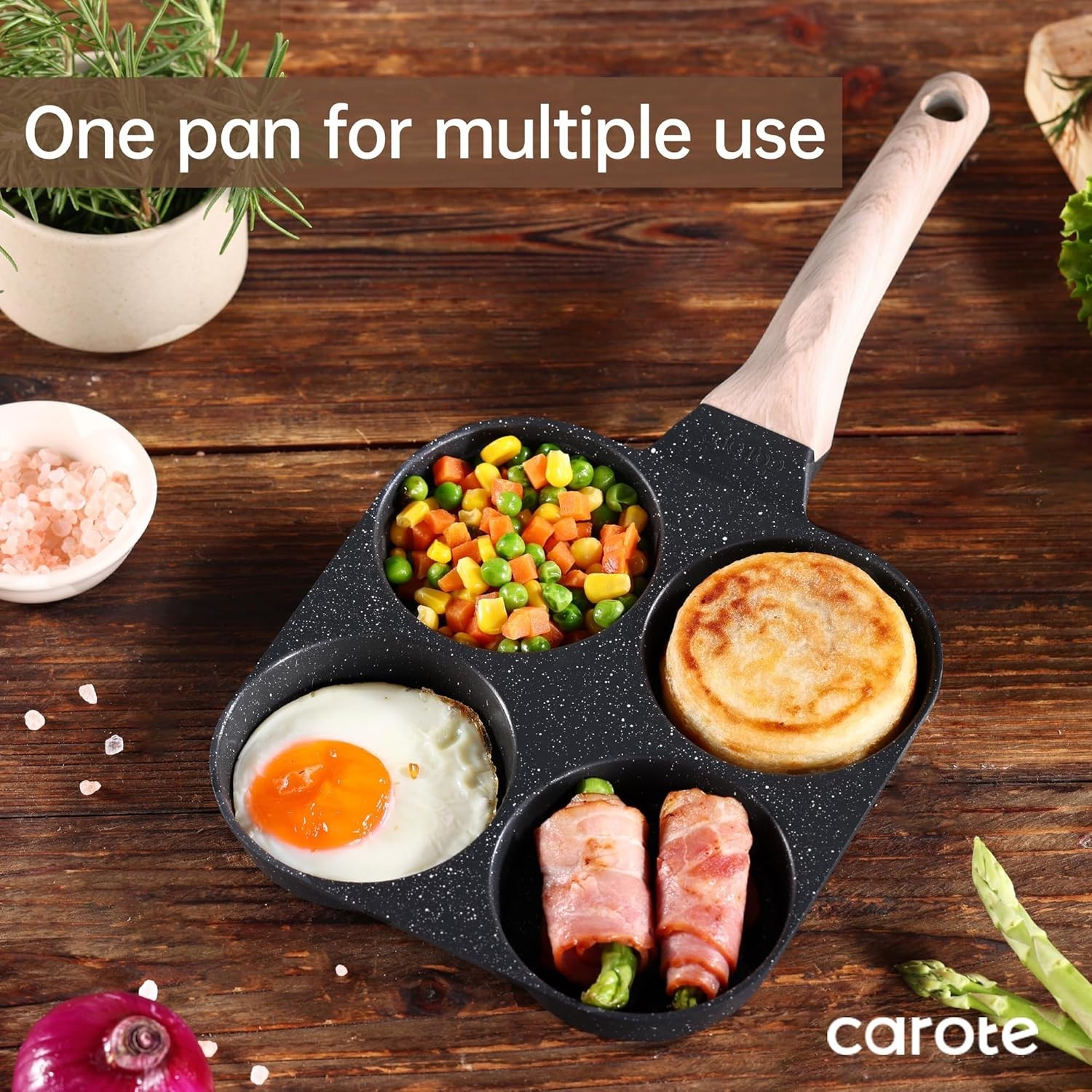 4-Cup Nonstick Granite Egg Pan – Ultimate Healthy Breakfast Skillet in Black