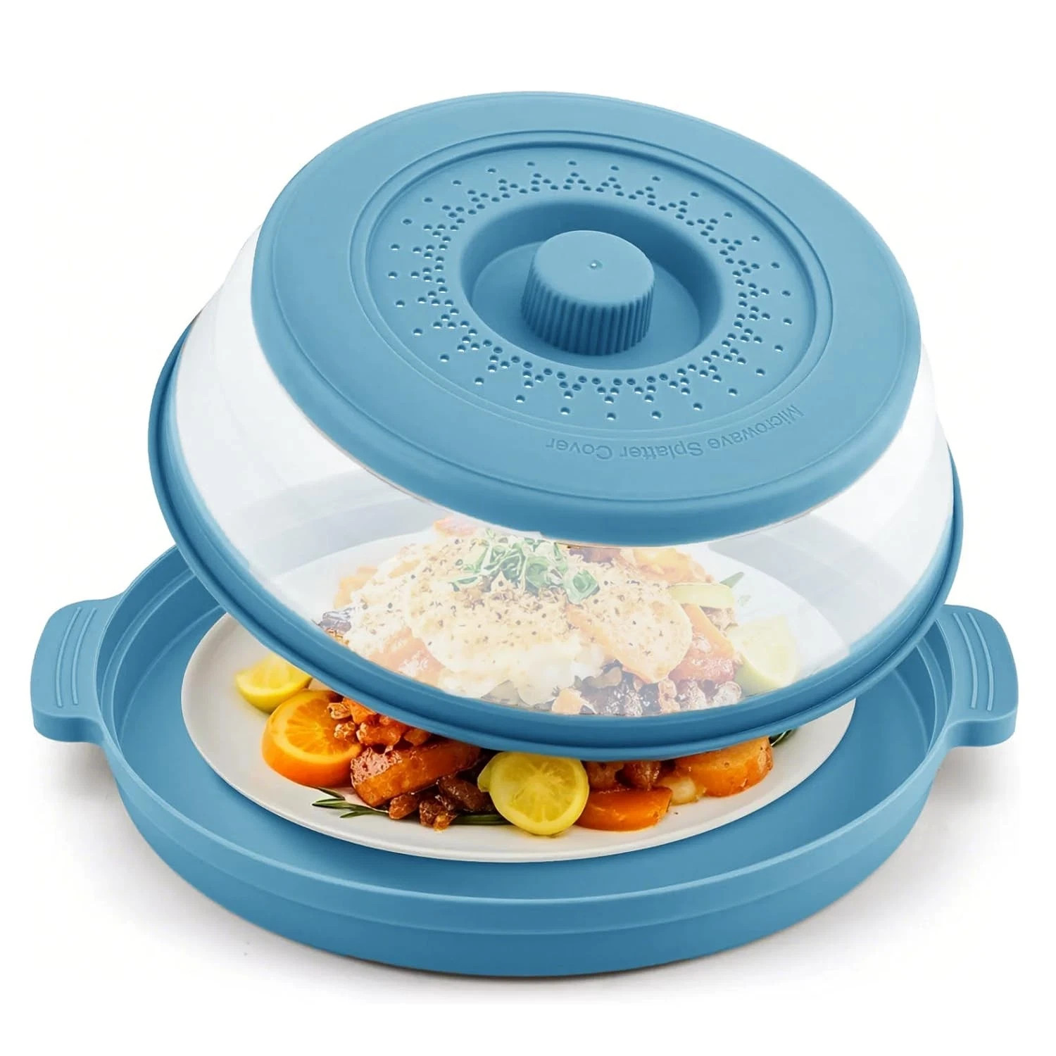 Microwave Splatter Cover, Microwave Cover for Food with Anti-scald Tray, Coll…