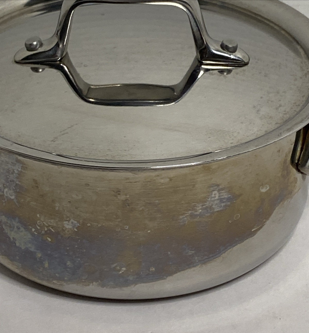 All-Clad Stainless Steel Mini Dutch Oven Cocotte Pot with Lid .5 Qt Heat Stains