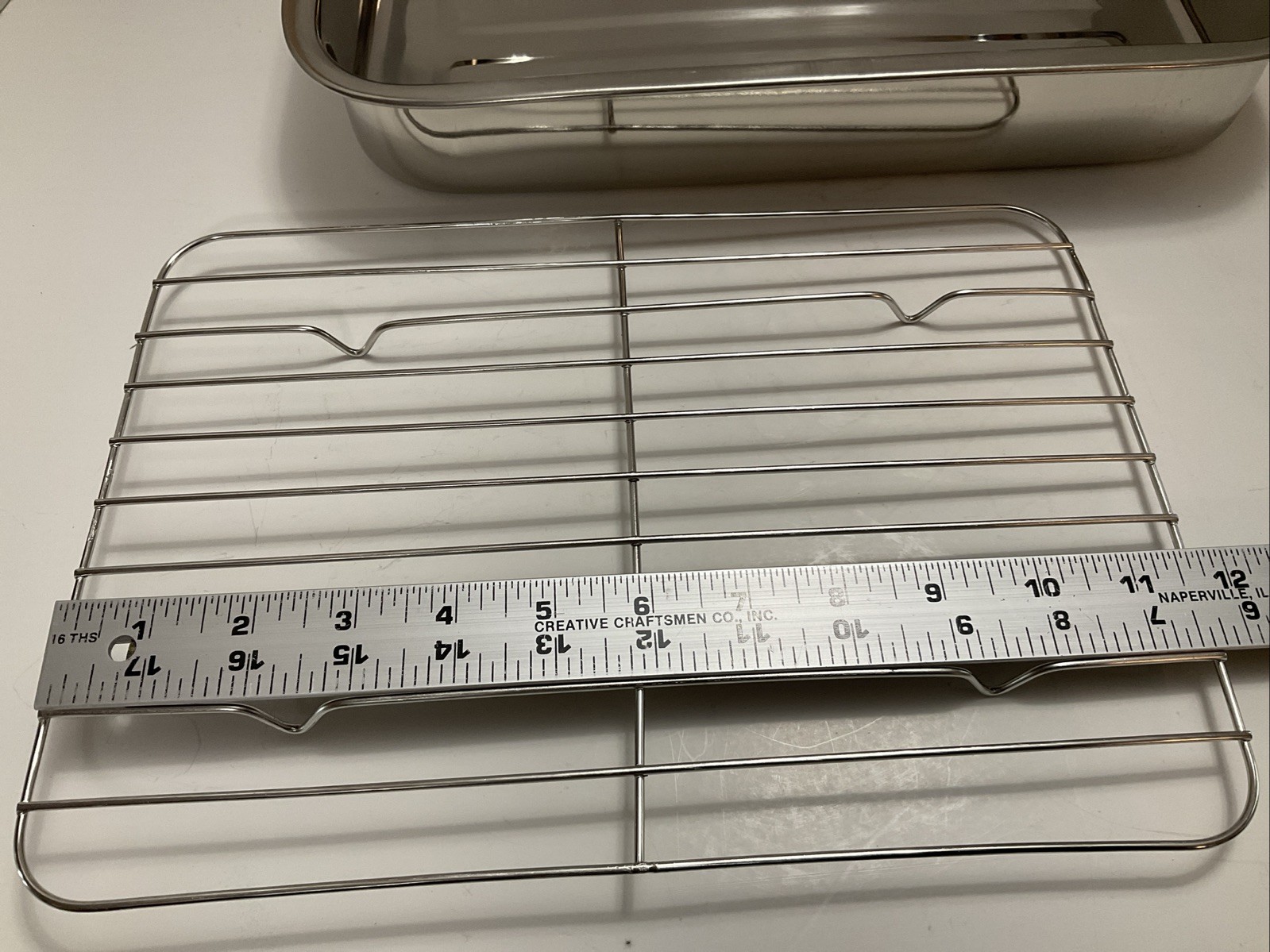 NEW BASIC ESSENTIALS ROASTER PAN & RACK STAINLESS STEEL NIB