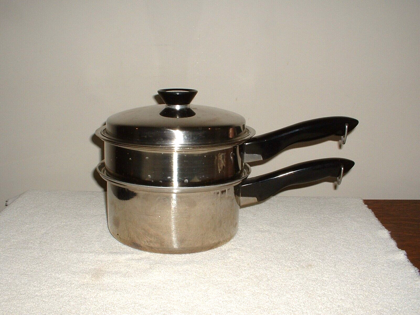 Colonial Ware 3 Qt Stainless Steel Saucepan w/ Steamer & Insert