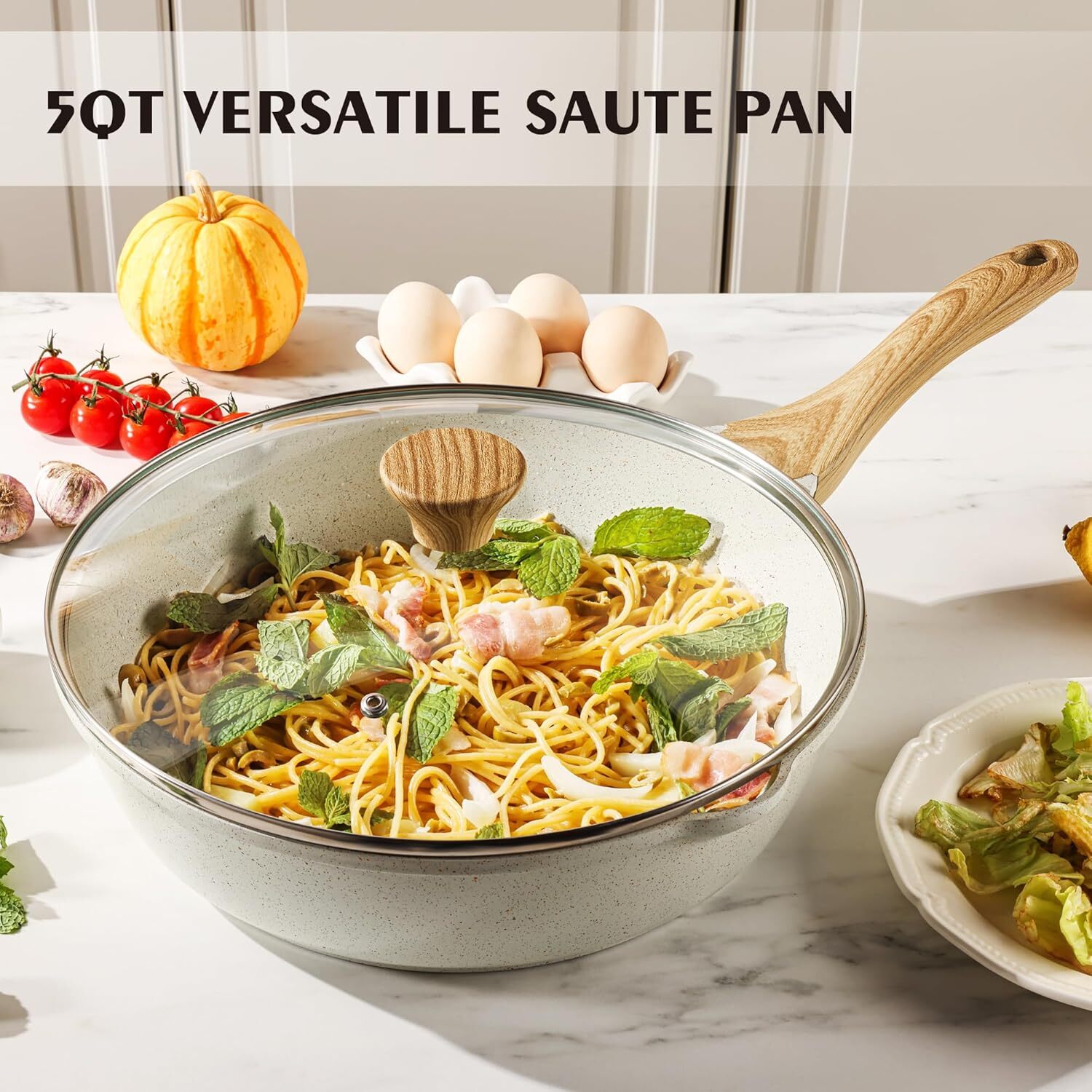 SENSARTE Nonstick Ceramic Saute Pan 12-Inch, Non-toxic Deep Frying Pan Skillet w