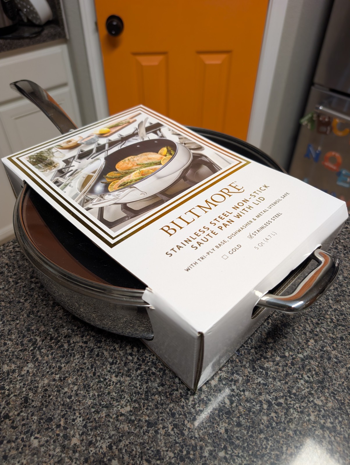 Biltmore Stainless Steel Sauté Pan With Lid 5QT Oven-safe, Non-Stick