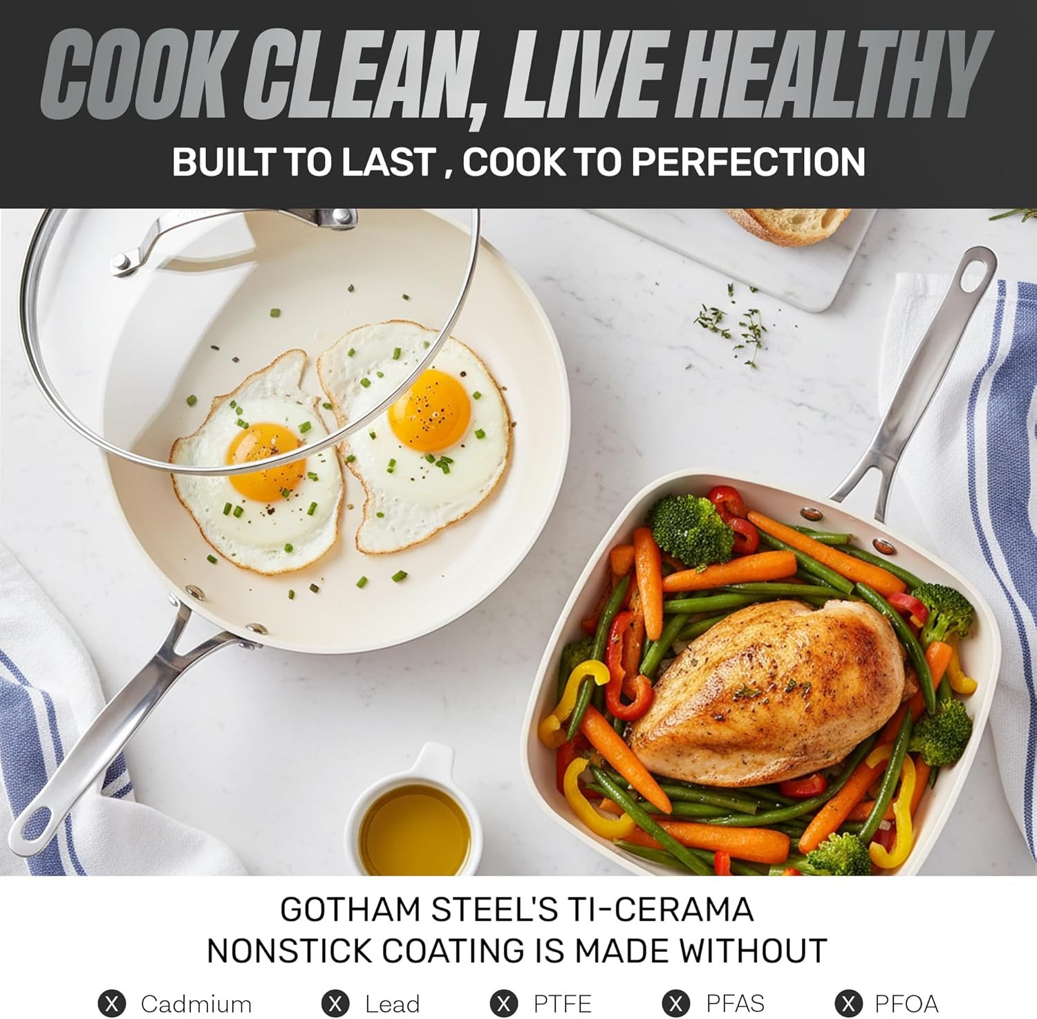 GOTHAM STEEL 20 Pc Ceramic Cookware Set Nonstick, Ceramic Pots and Pans Set Non