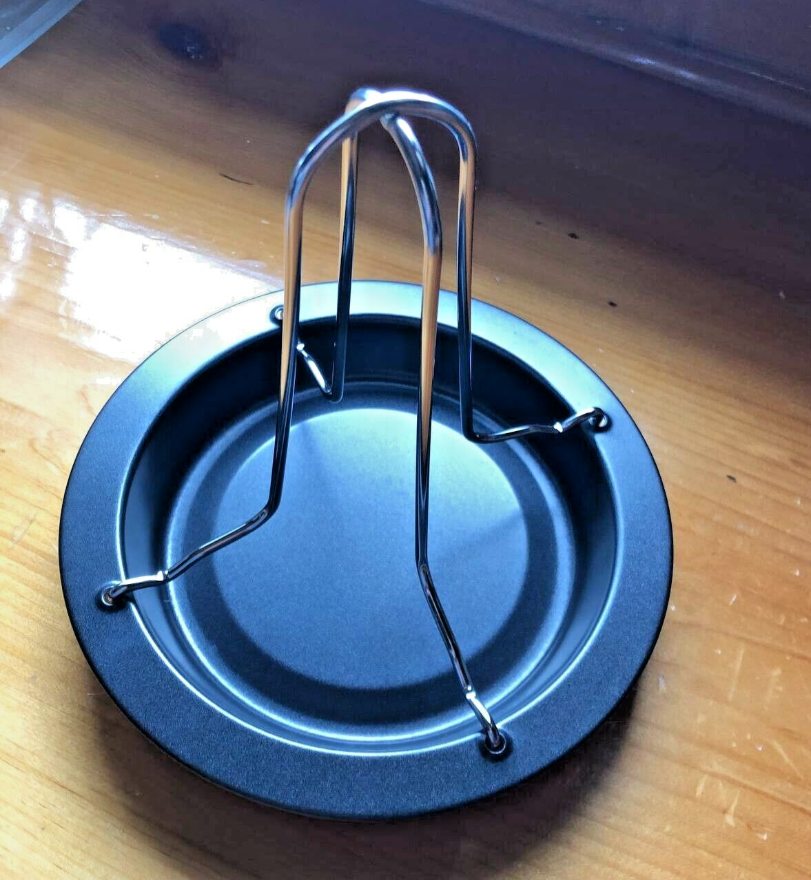 Upright Roaster Chicken Holder & Plate Chicken Rack Grill Stainless Steel 8.5 in