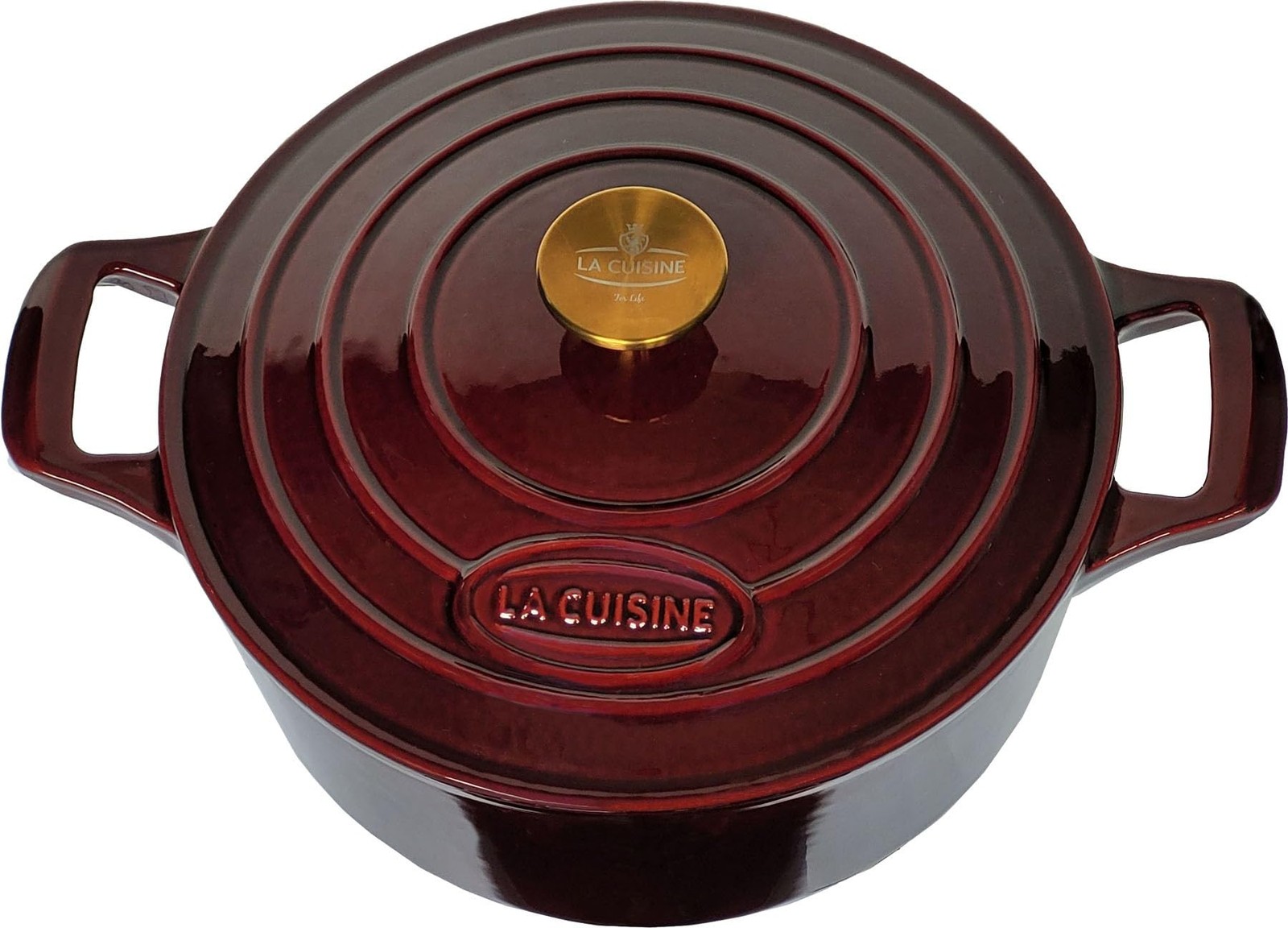 La Cuisine Enameled Cast Iron Dutch Oven 5 QT 10.3″ 26cm Cranberry