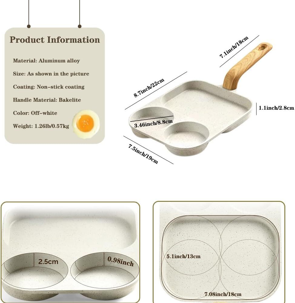 3 in 1 Healthy Granite Non Stick Frying Pan Egg Omelette Pancake Pan Kitchen